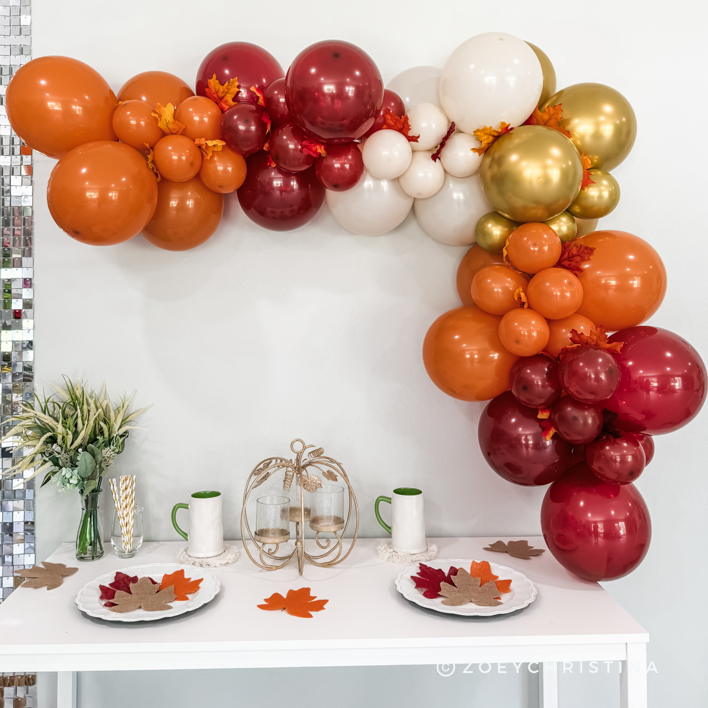Autumn Blaze Balloon Garland Kit – Deep Red, Orange & Gold Fall Decor