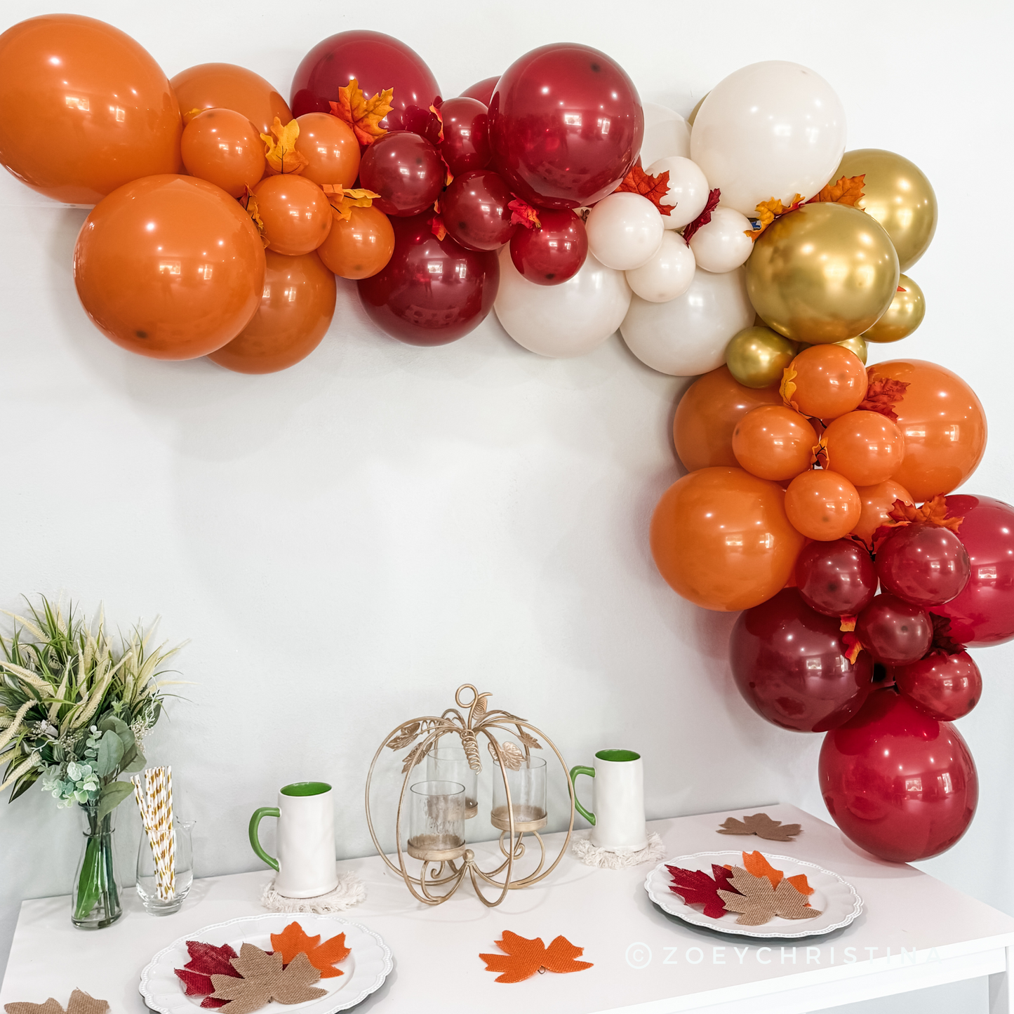Autumn Blaze Balloon Garland Kit – Deep Red, Orange & Gold Fall Decor
