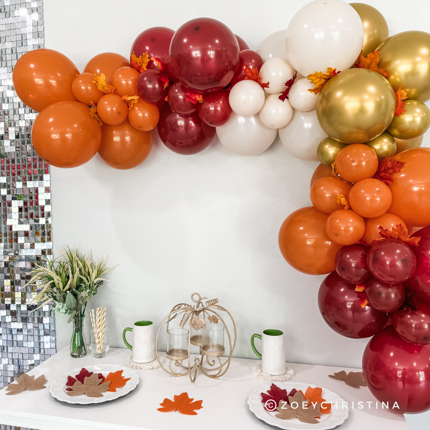 Autumn Blaze Balloon Garland Kit – Deep Red, Orange & Gold Fall Decor