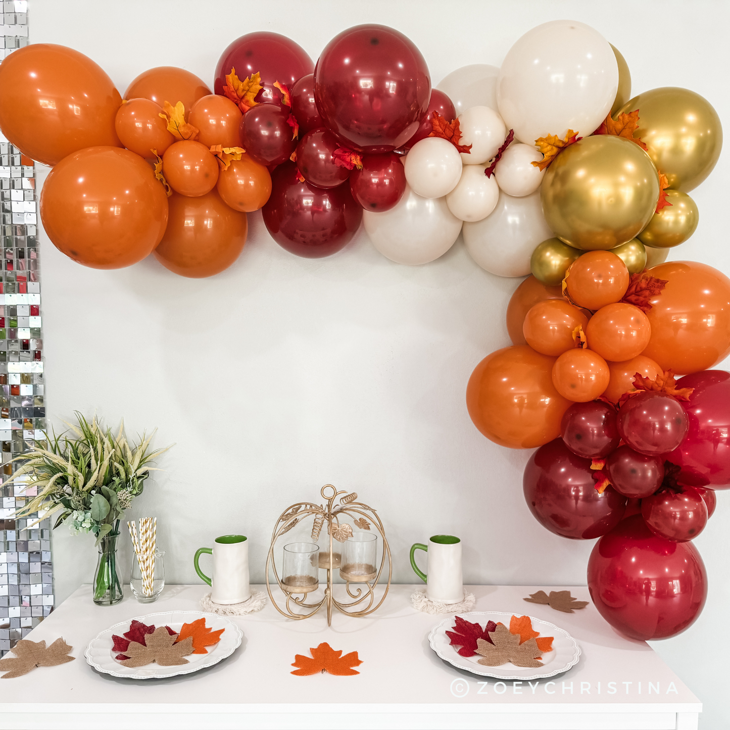 Autumn Blaze Balloon Garland Kit – Deep Red, Orange & Gold Fall Decor