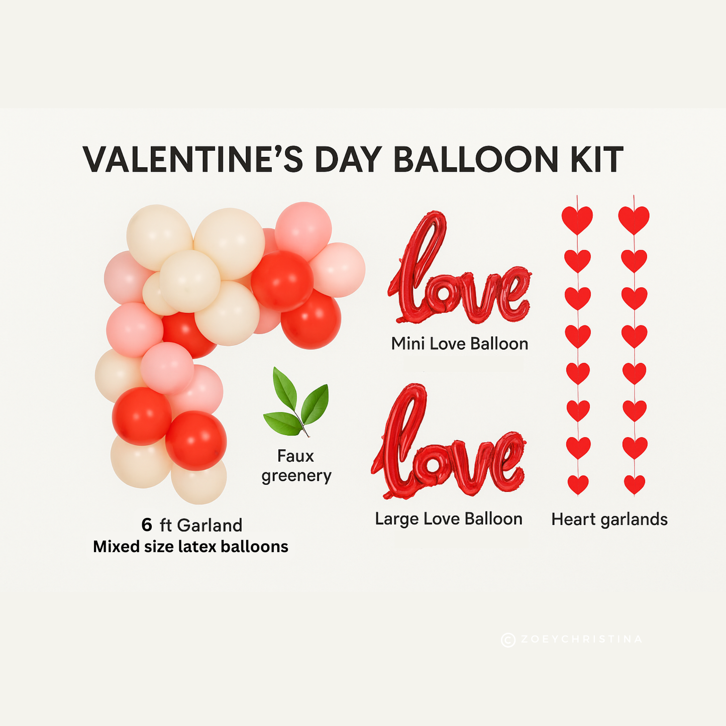 Love-Themed Balloon Garland – Romantic Pink & Red Party Decor for Valentine’s & Weddings