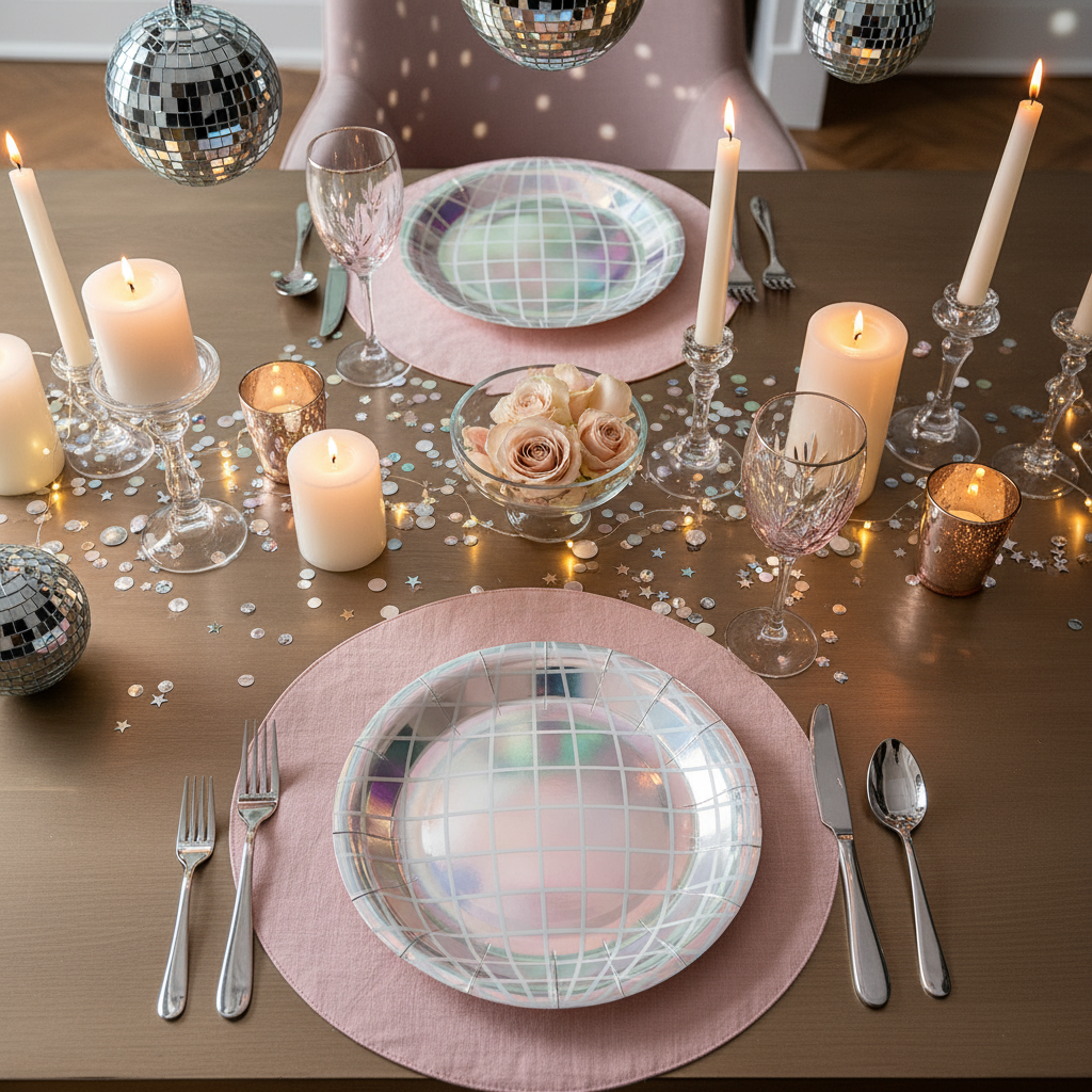 Retro Disco-Themed Paper Plates – 9” Disposable Snack Plates (20 Pack)