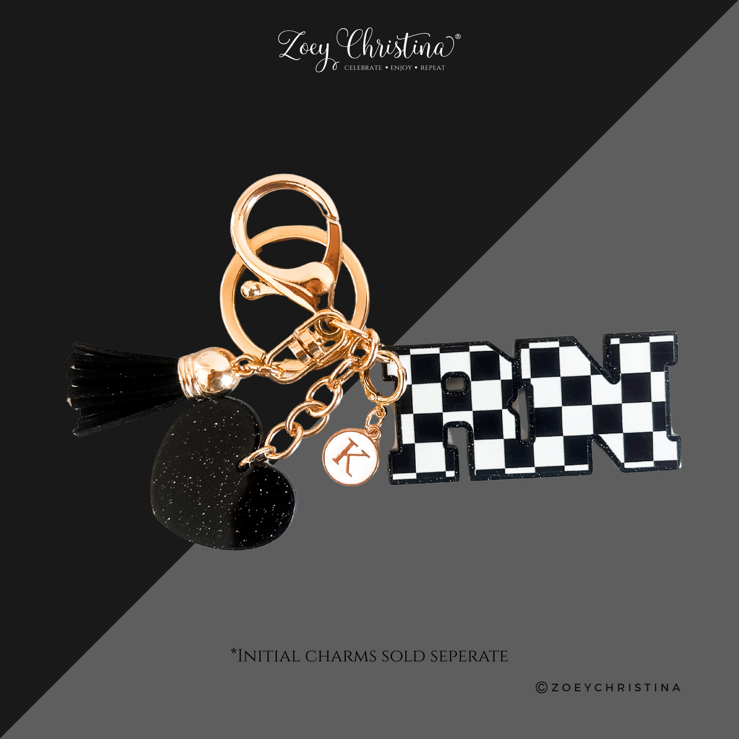 RN Nurse Keychain – Cute Registered Nurse Gift with Heart Charm & Tassel – Personalized Nurse Bag Tag – Nursing Graduation Gift