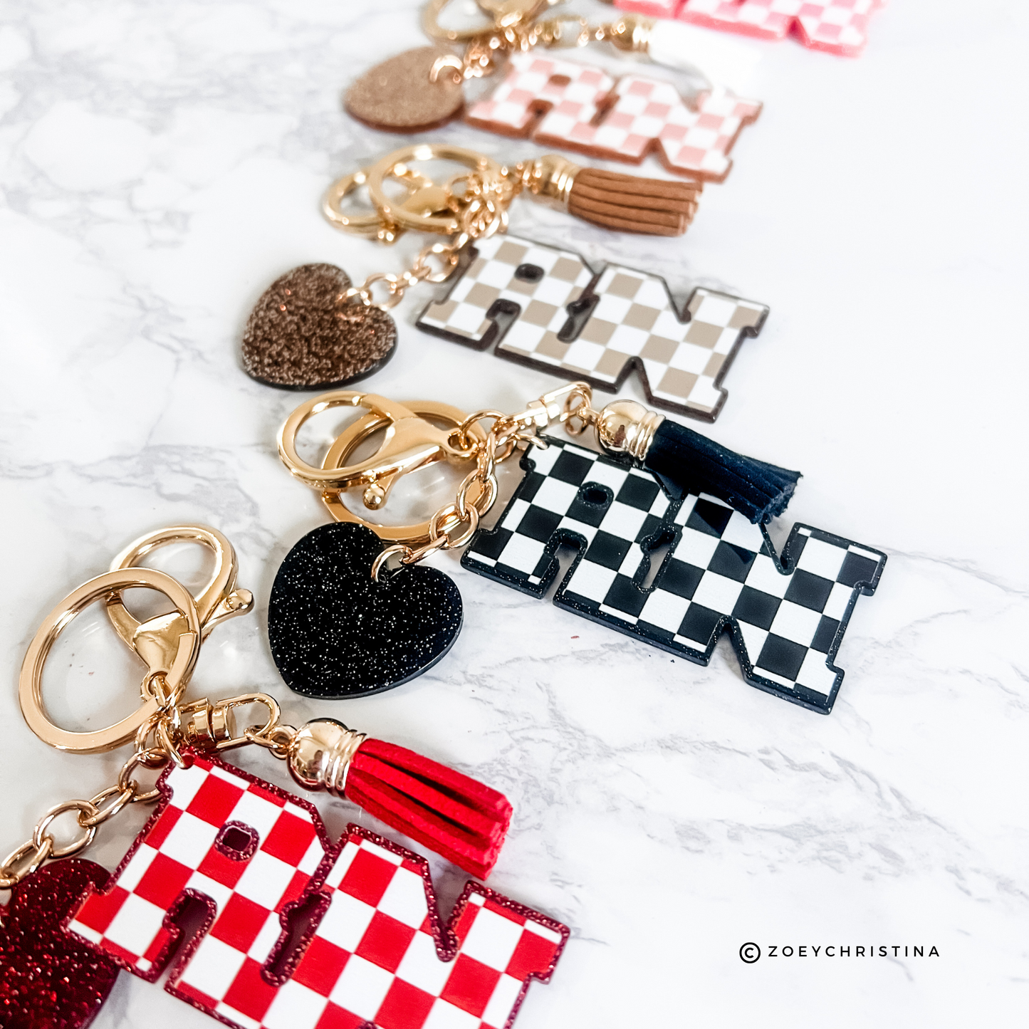 RN Nurse Keychain – Cute Registered Nurse Gift with Heart Charm & Tassel – Personalized Nurse Bag Tag – Nursing Graduation Gift