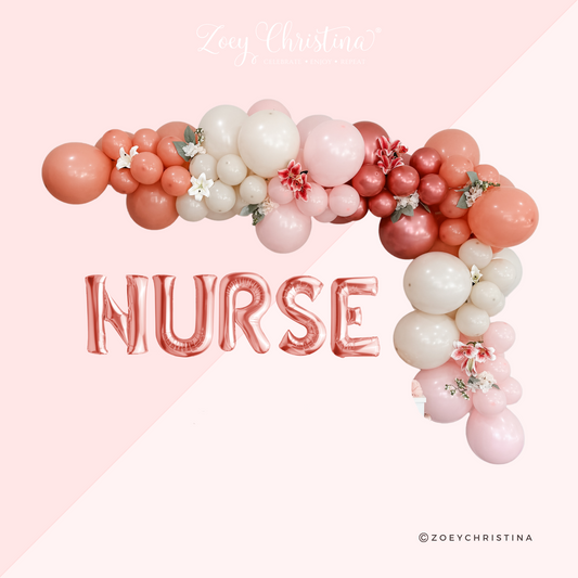 Dusty Rose Nurse Balloon Garland Kit – Balloon Arch with "NURSE" Foil Letters