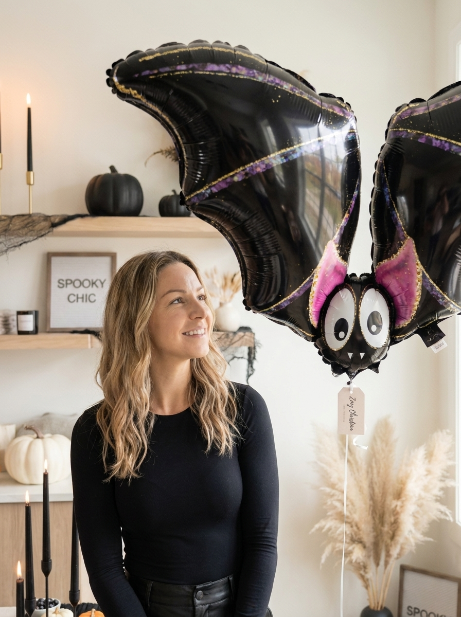 Cute & Whimsical Bat Party Decoration - Halloween Foil Balloon