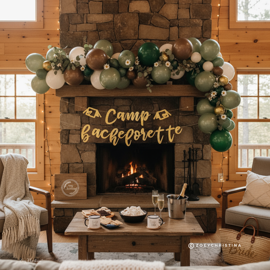 Outdoor Adventure Balloon Garland – Rustic Camping-Themed Party Arch for Bachelorette & Birthdays