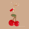 Cherry Rhinestone Keychain – Cute Bag Charm, Gift for Her, Keyring Accessory