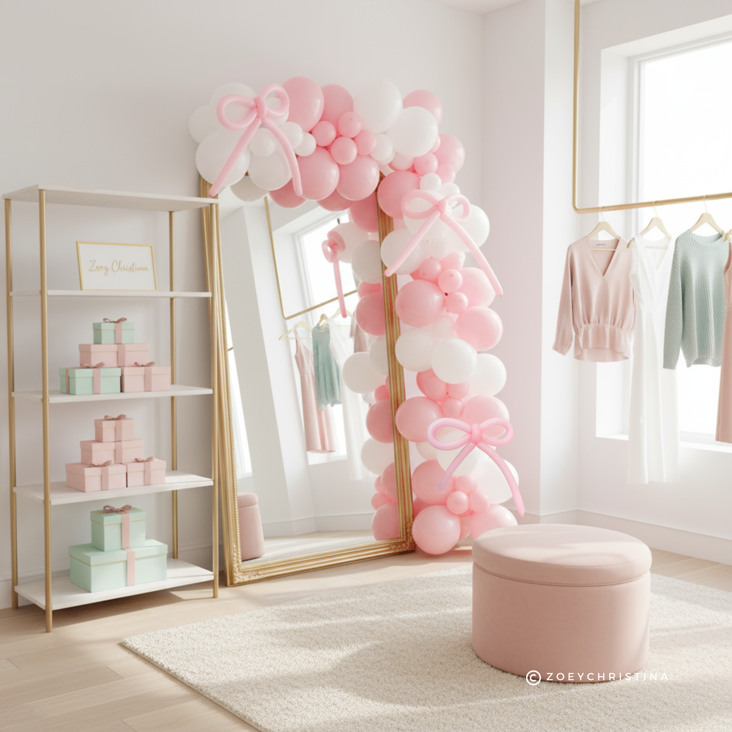 Pink Bow Balloon Garland – Pink & White Balloon Arch Kit for Elegant Parties
