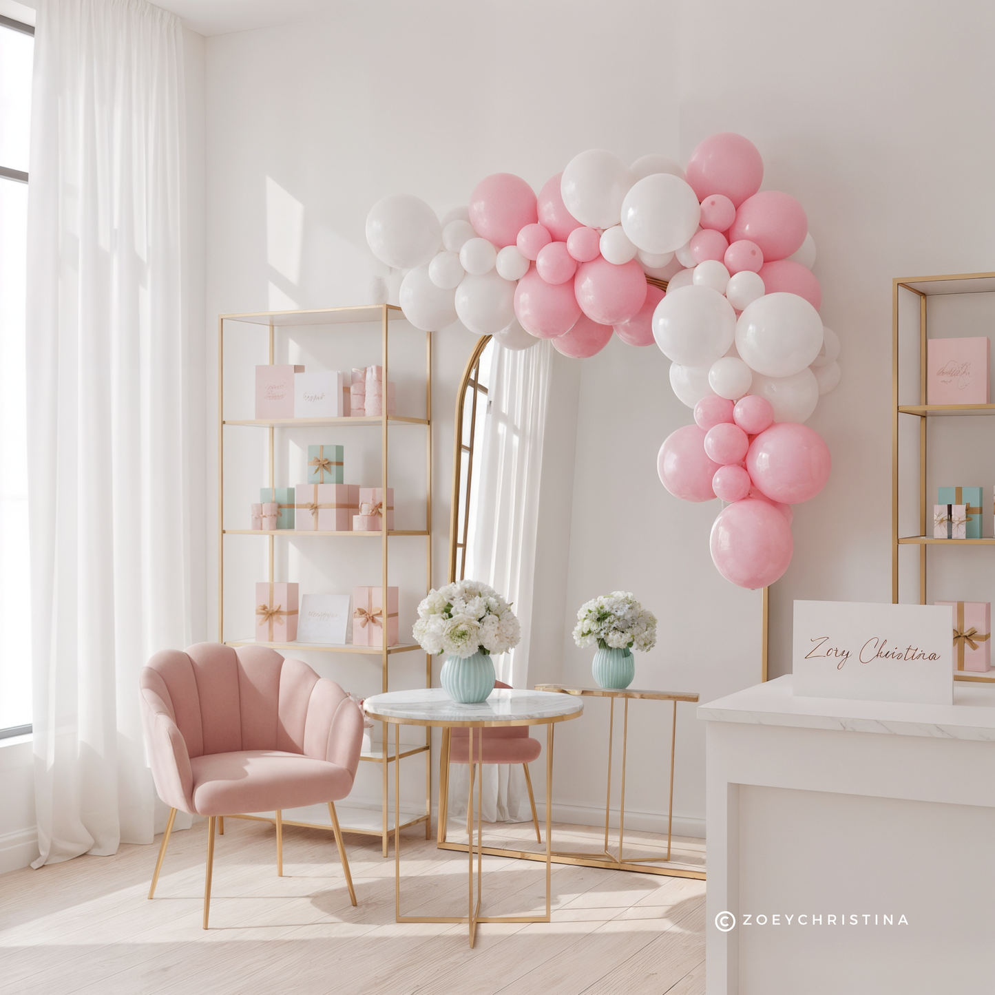 Pink Bow Balloon Garland – Pink & White Balloon Arch Kit for Elegant Parties