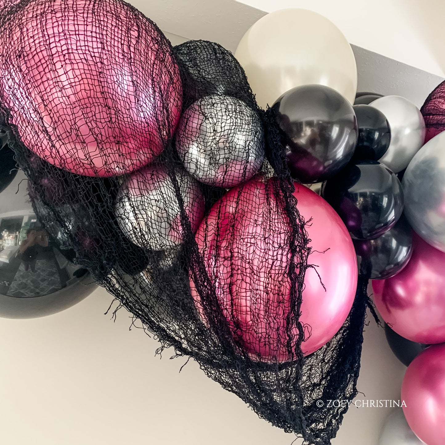 Death to My Youth Balloon Garland Kit – Deep Pink, Black & Silver Party Decor