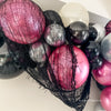 Death to My Youth Balloon Garland Kit – Deep Pink, Black & Silver Party Decor