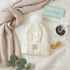 Dental Beanie – Plush Lined Winter Hat with Embroidered Tooth (Off-White)