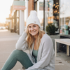 Dental Beanie – Plush Lined Winter Hat with Embroidered Tooth (Off-White)