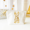 French Bulldog Cosmetic Case – Makeup or Pencil Pouch with Gold Glitter Design