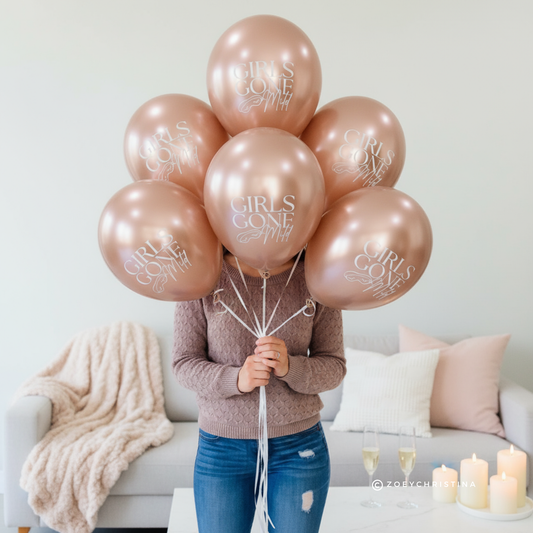 Girls Gone Mild Balloon Decor – 12" Latex Balloons in Gold Chrome or Confetti – Bachelorette, Slumber Party & Girls Night Decorations