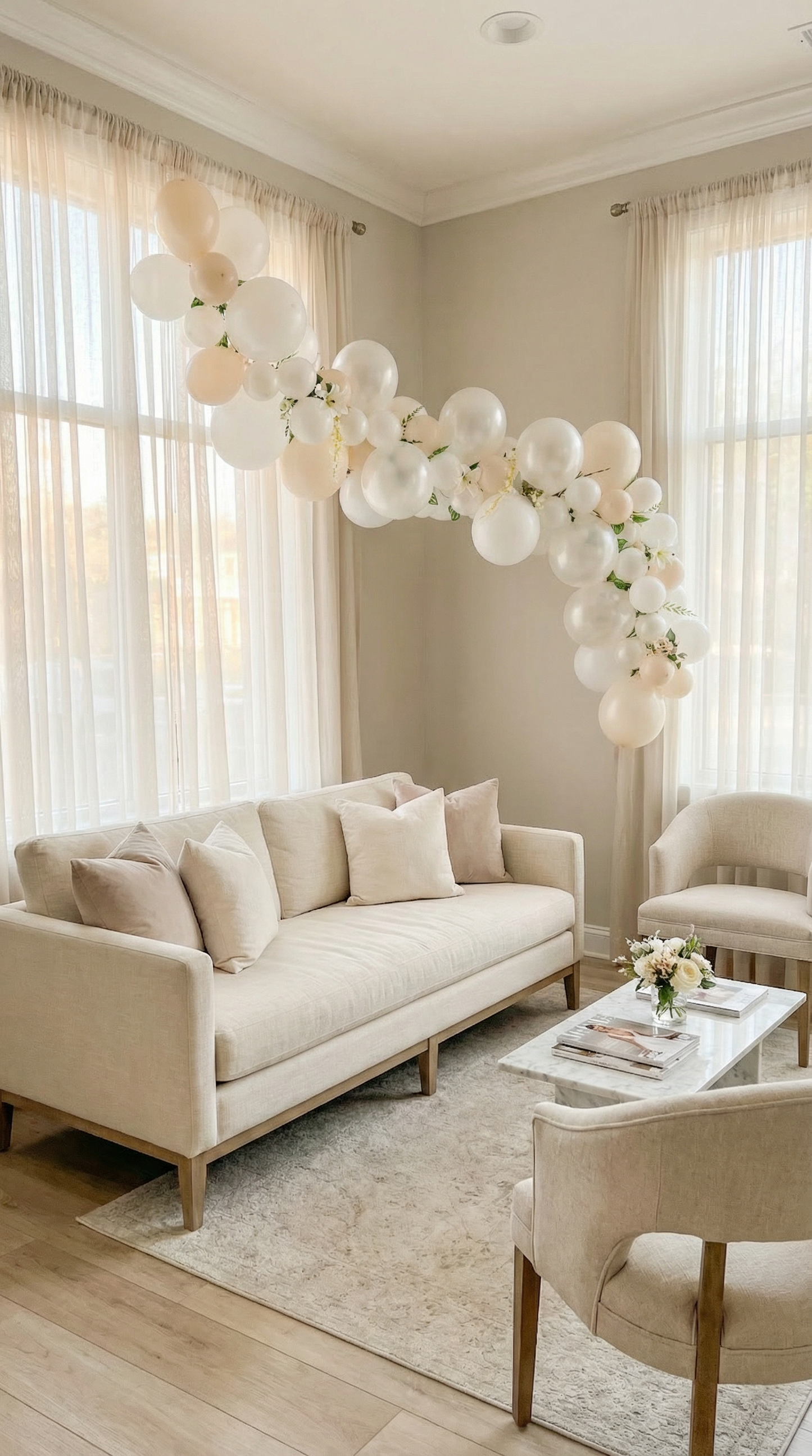 Blissful Pearls Balloon Garland Kit – Elegant White, Pearl & Sand Wedding Decor