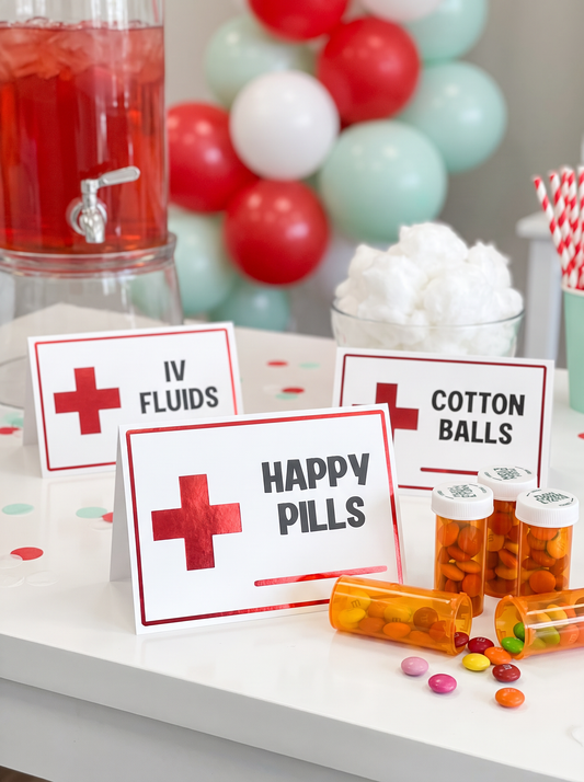 Nurse Graduation Party Table Tent Cards – 12 Pack (Red Foil) for Party Labels
