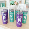 Hygiene Queen Tumbler – Purple Glitter Dental Tumbler for Dental Hygienists – 16 oz Stainless Steel Cup with Lid & Straw – Limited Edition Dental Assistant Gift