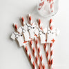Nurse Party Paper Straws – 12 Pack Red Striped Straws with Scrub Top Cutouts