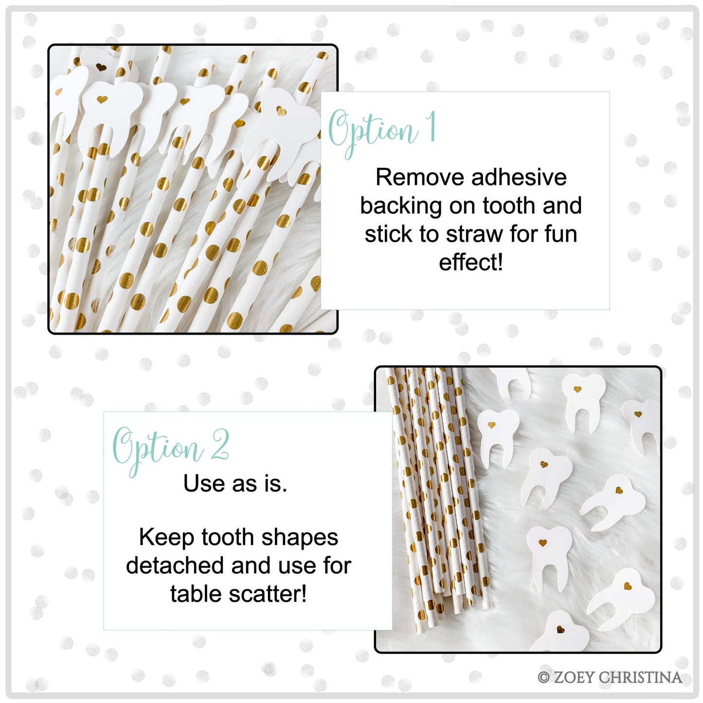 Tooth-Themed Paper Straws – Dentist & Dental Hygienist Party Supplies
