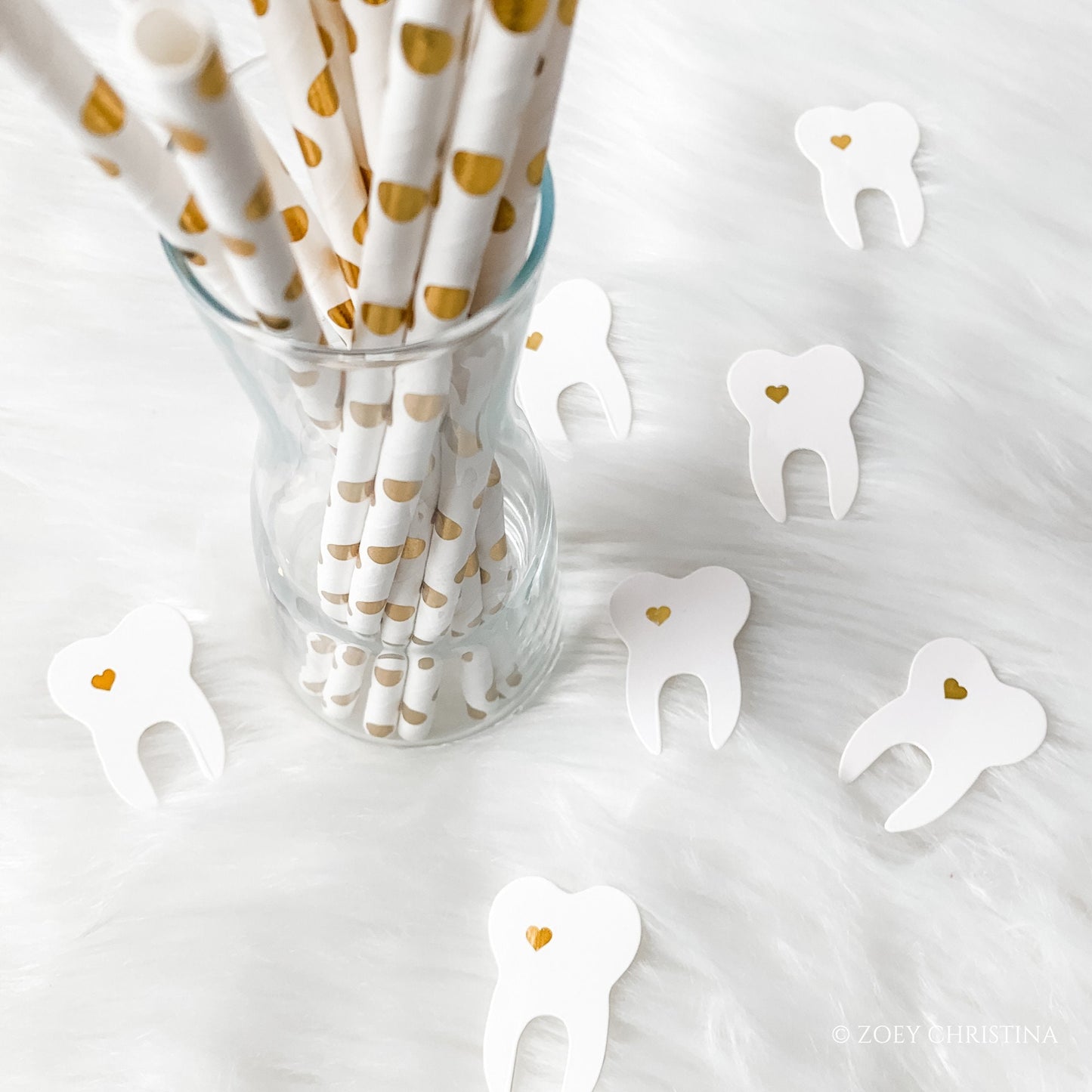 Tooth-Themed Paper Straws – Dentist & Dental Hygienist Party Supplies