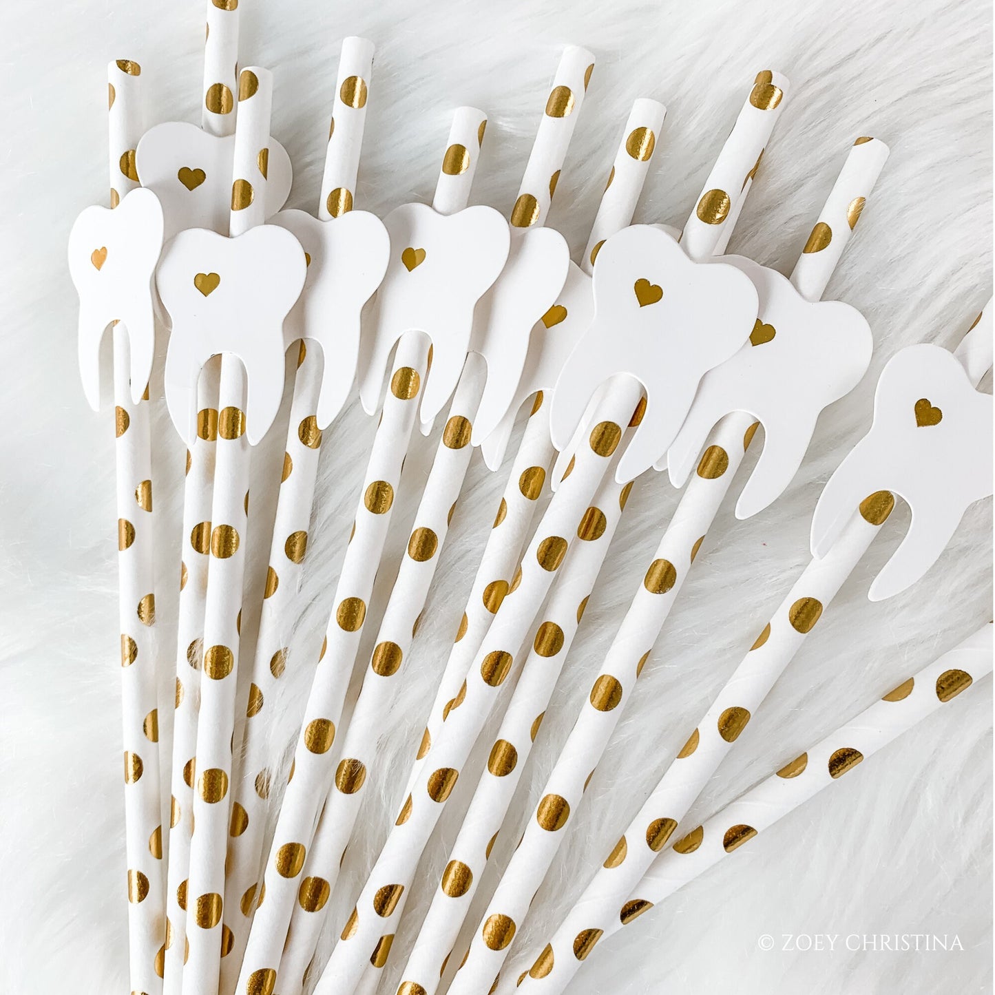 Tooth-Themed Paper Straws – Dentist & Dental Hygienist Party Supplies