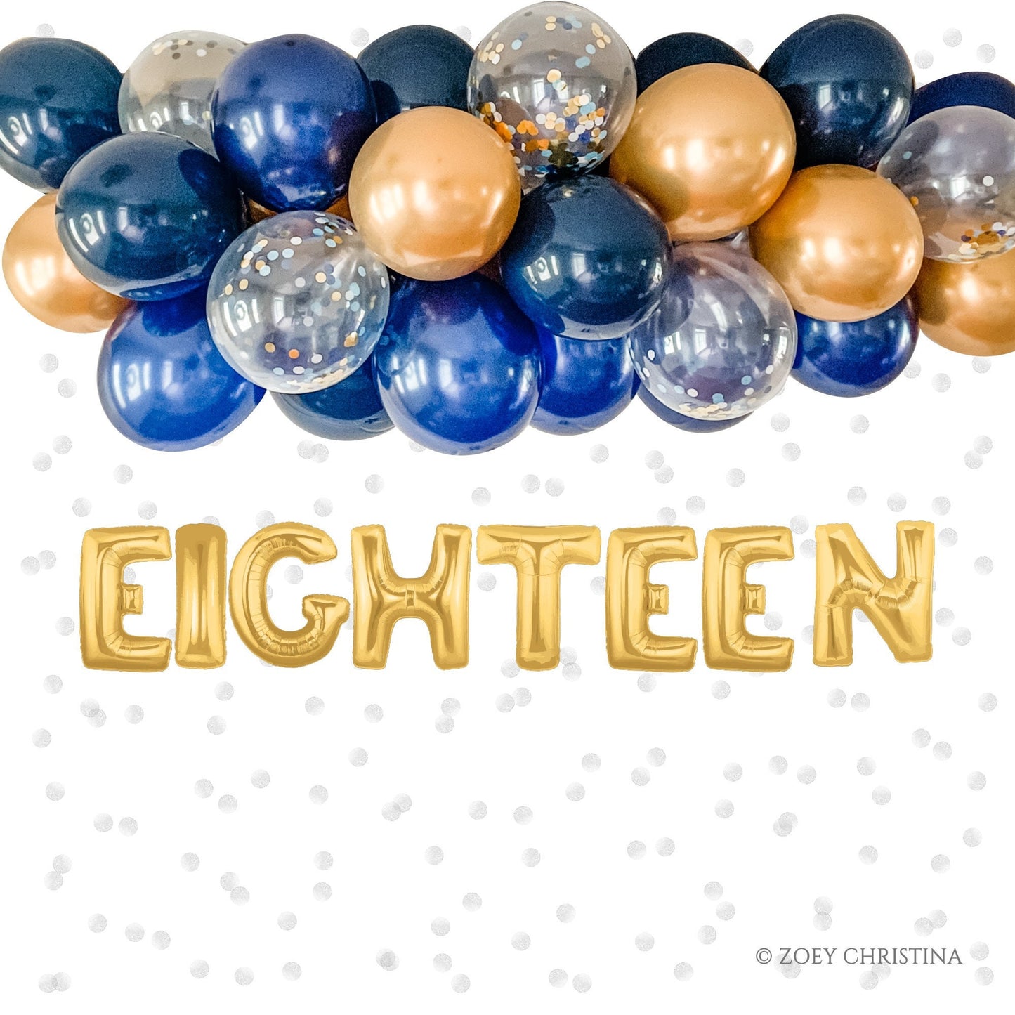 18th Birthday Balloon Garland & Foil Letter Kit – "EIGHTEEN" Foil Balloons