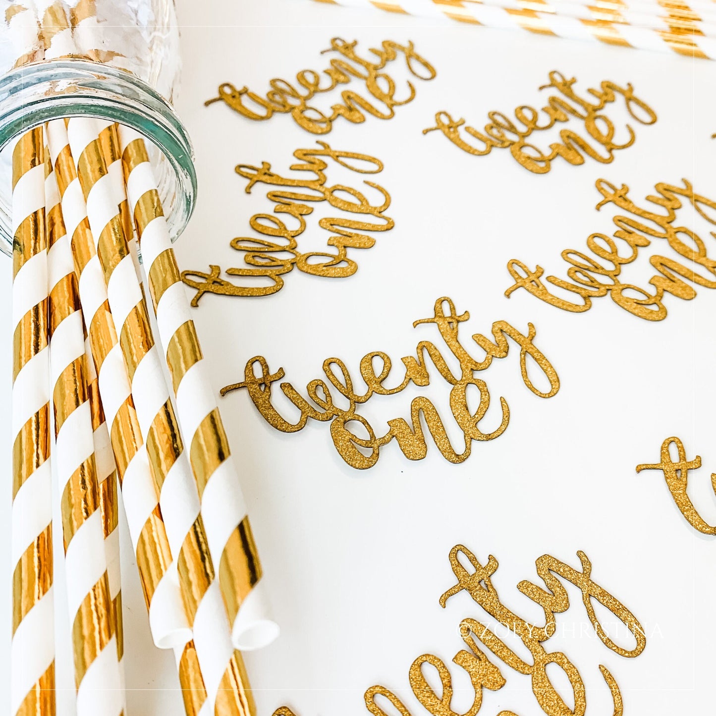 Glitter "Twenty One" Party Straws – 10 Pack for 21st Birthday Drinks