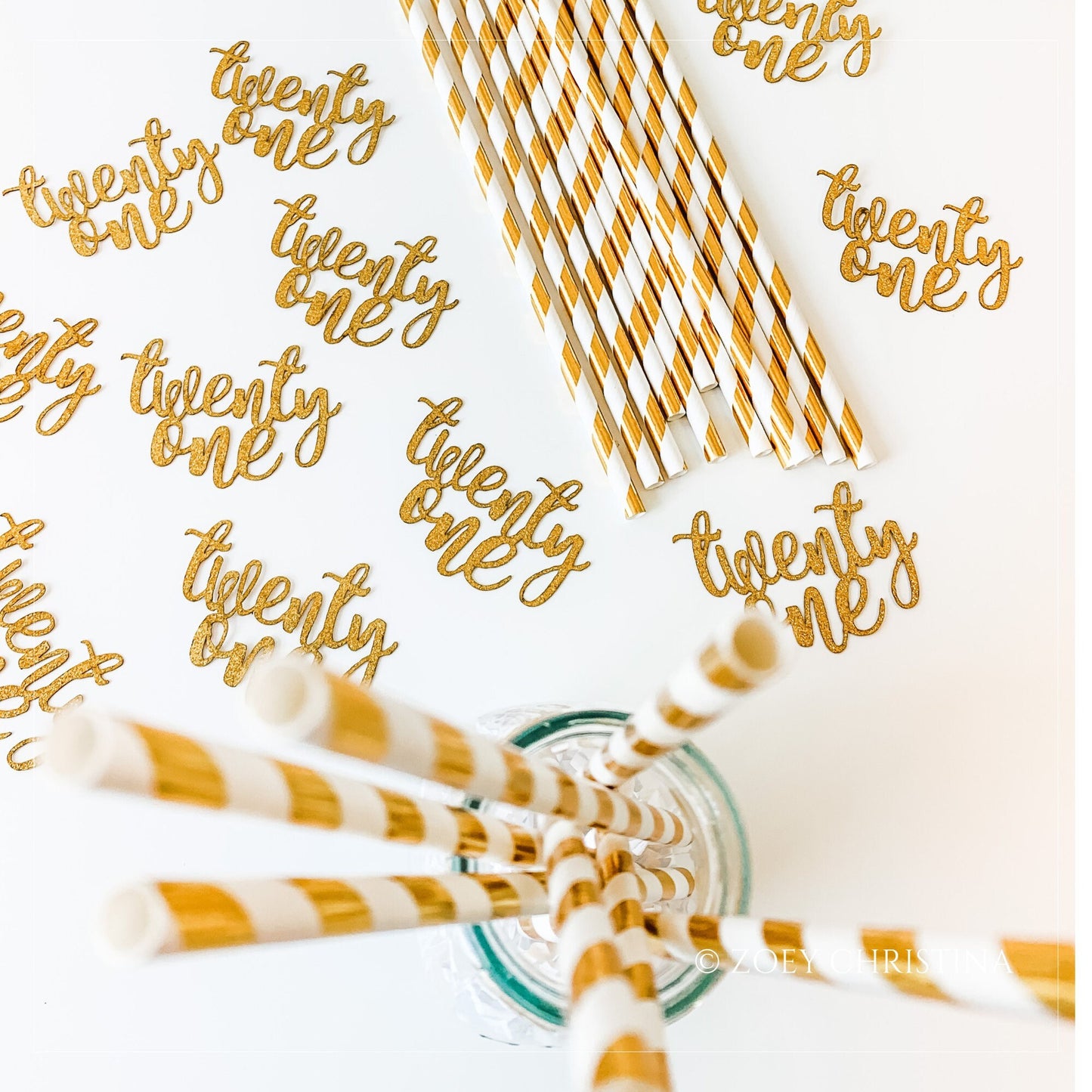 Glitter "Twenty One" Party Straws – 10 Pack for 21st Birthday Drinks