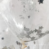 Clear Balloons with Silver Star Confetti – Celestial & Elegant Decor