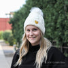 Winter Beanie Pom Hat - Heart Embellishment