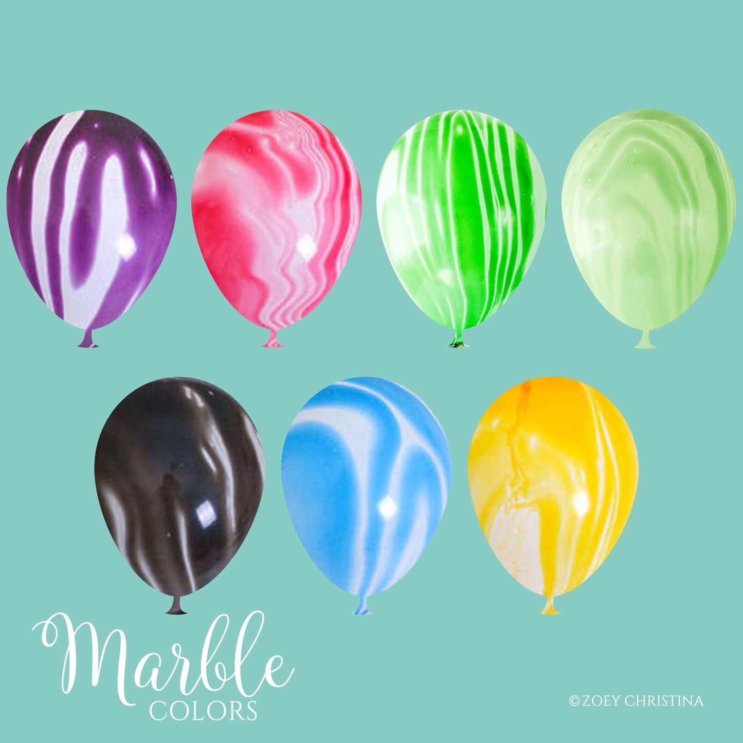 Marble Latex Balloons – 5 Pack | 7 Color Options for Birthdays & Events