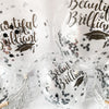Graduation Celebration Balloon – Black & Silver Confetti with "Beautiful and Brilliant" Print