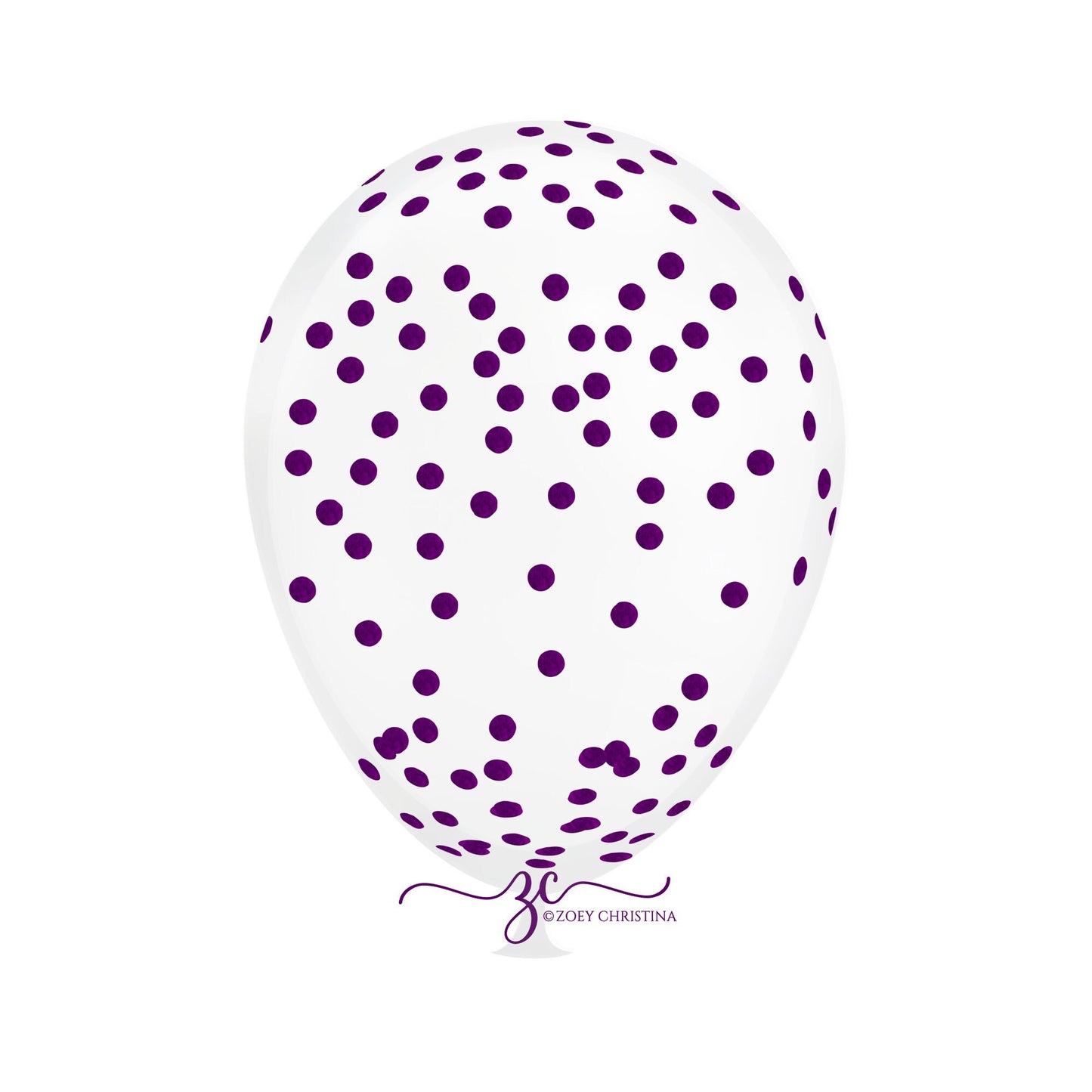 Purple Foil Confetti Balloons – 12" Clear Latex Balloons for Parties & Events