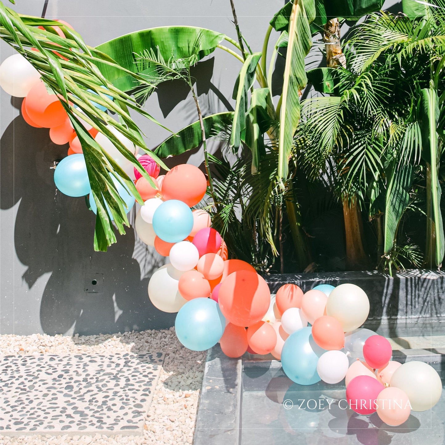 Tropical Paradise Balloon Garland – Orange & Blue Balloon Kit for Pool Parties & Birthdays