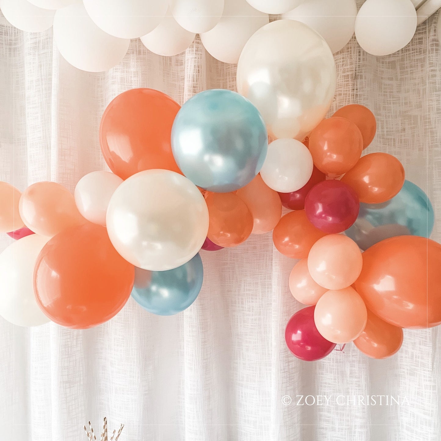 Tropical Paradise Balloon Garland – Orange & Blue Balloon Kit for Pool Parties & Birthdays