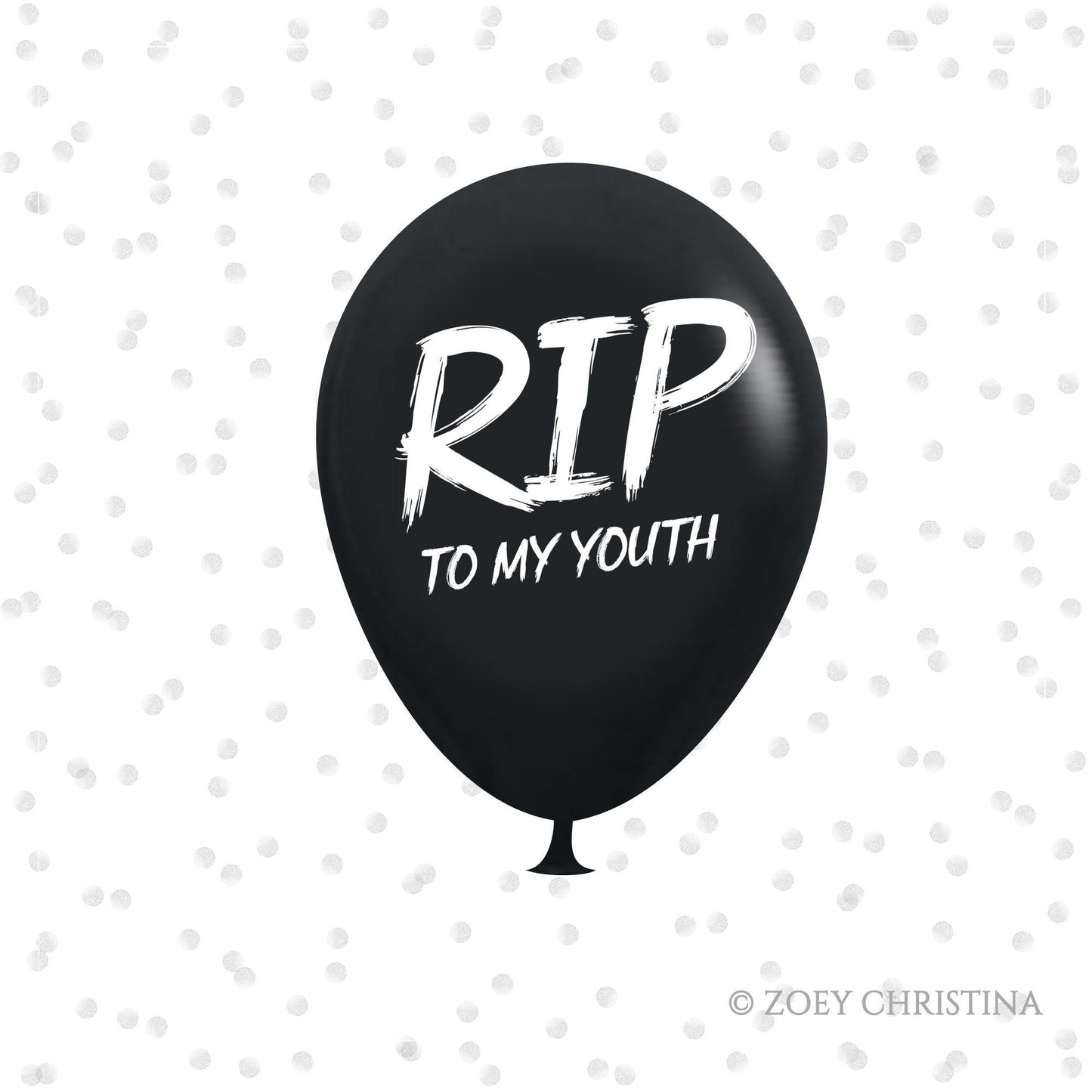 RIP to My Youth Black Latex Balloons – 12” Over-the-Hill & Spooky Birthday Decor