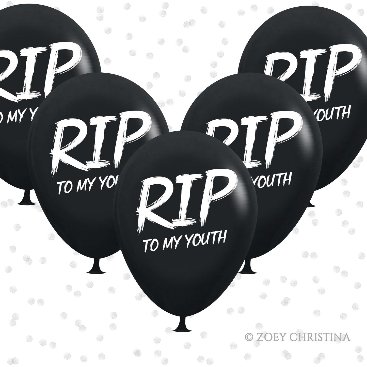 RIP to My Youth Black Latex Balloons – 12” Over-the-Hill & Spooky Birthday Decor