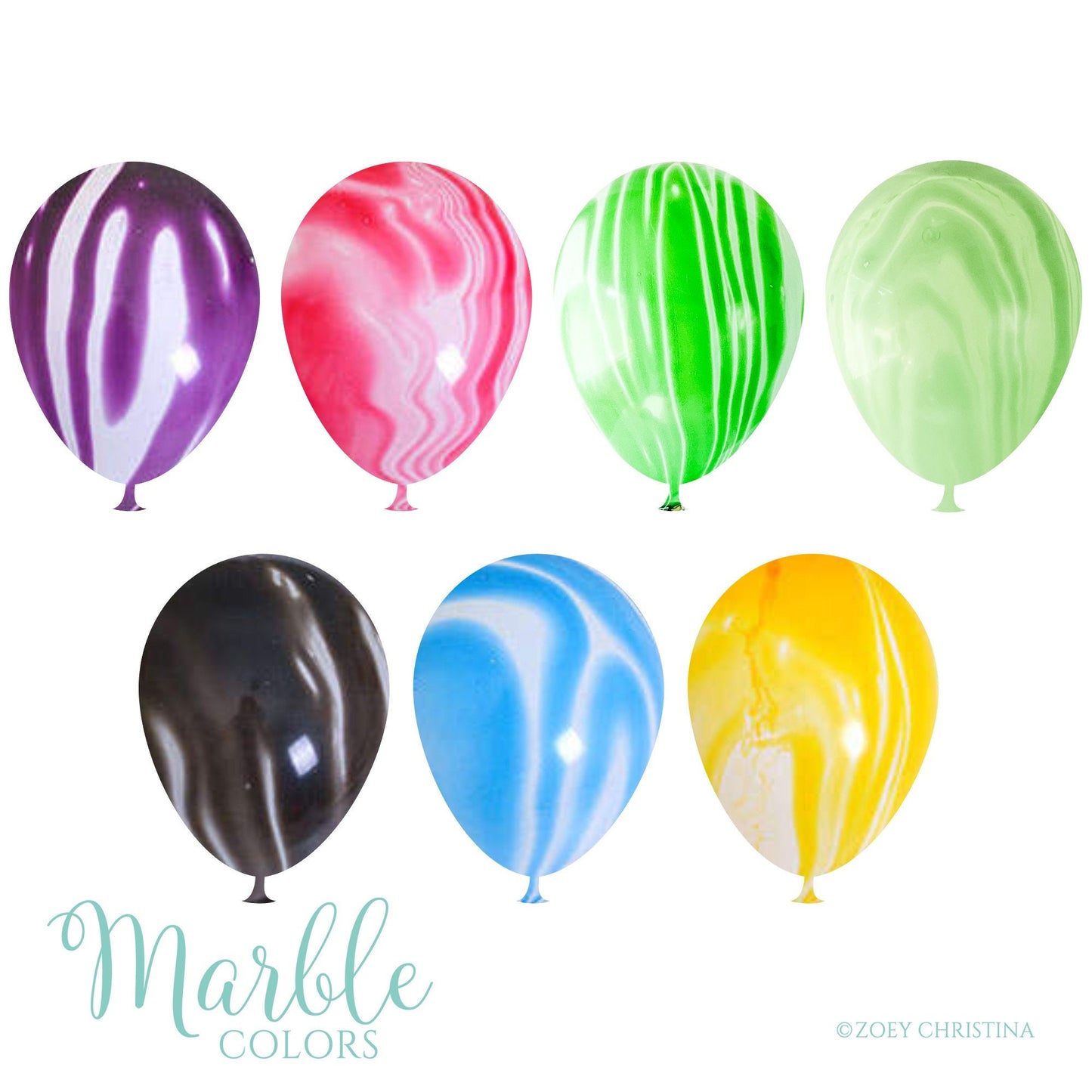 Marble Latex Balloons – 5 Pack | 7 Color Options for Birthdays & Events