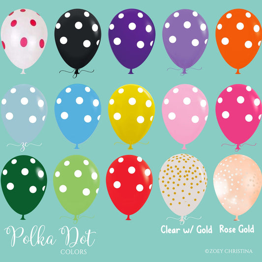 Polka Dot Balloons – Birthday & Baby Shower Decor (Pick Your Color)