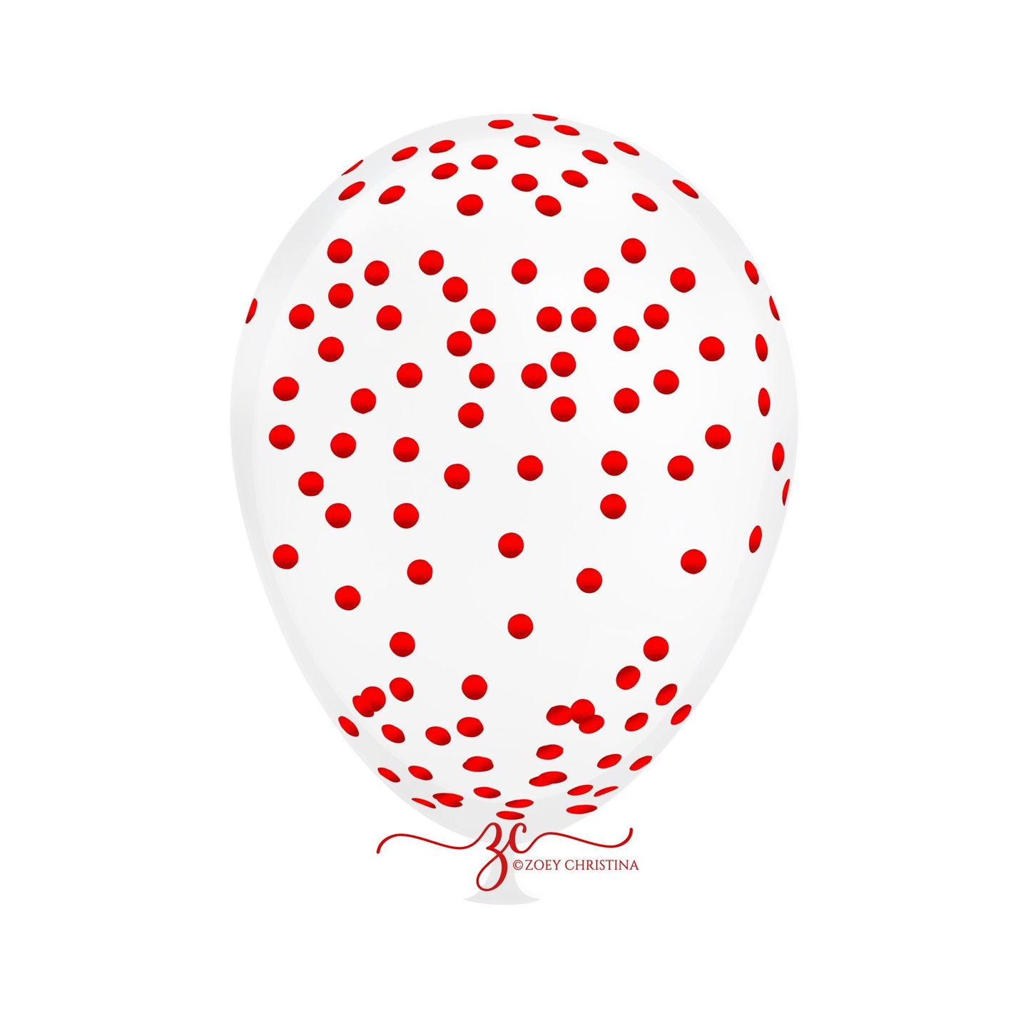 Red Confetti Balloons – Clear Latex Balloons with Red Foil for Nurse & Cherry Parties
