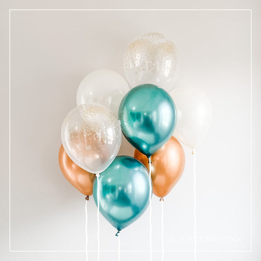 Gold, Dark Gold & Dark Green Latex Balloon Bouquet – Luxe Earth Tones