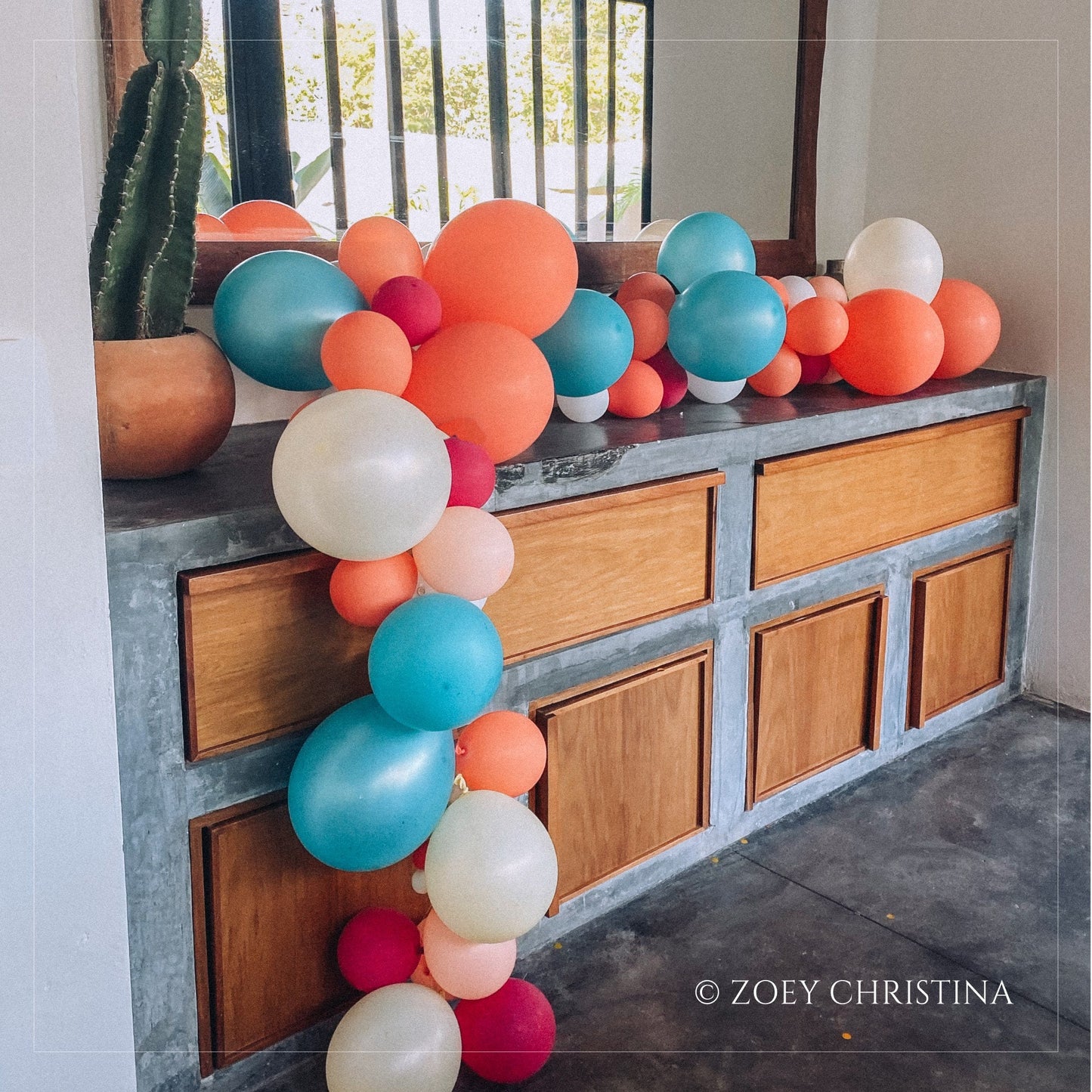 Tropical Paradise Balloon Garland – Orange & Blue Balloon Kit for Pool Parties & Birthdays