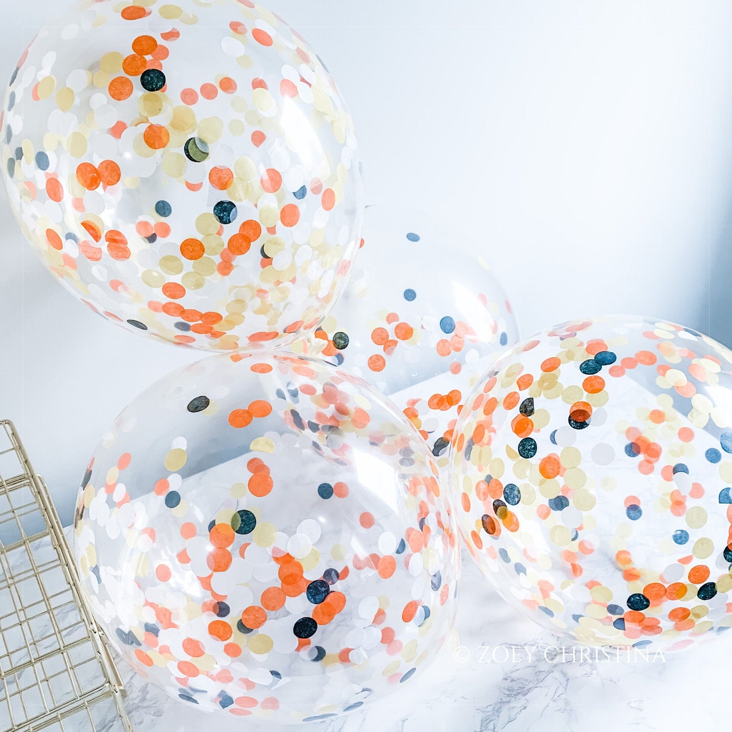 Construction Party Confetti Balloons – 12” Latex Balloons in Work Zone Colors