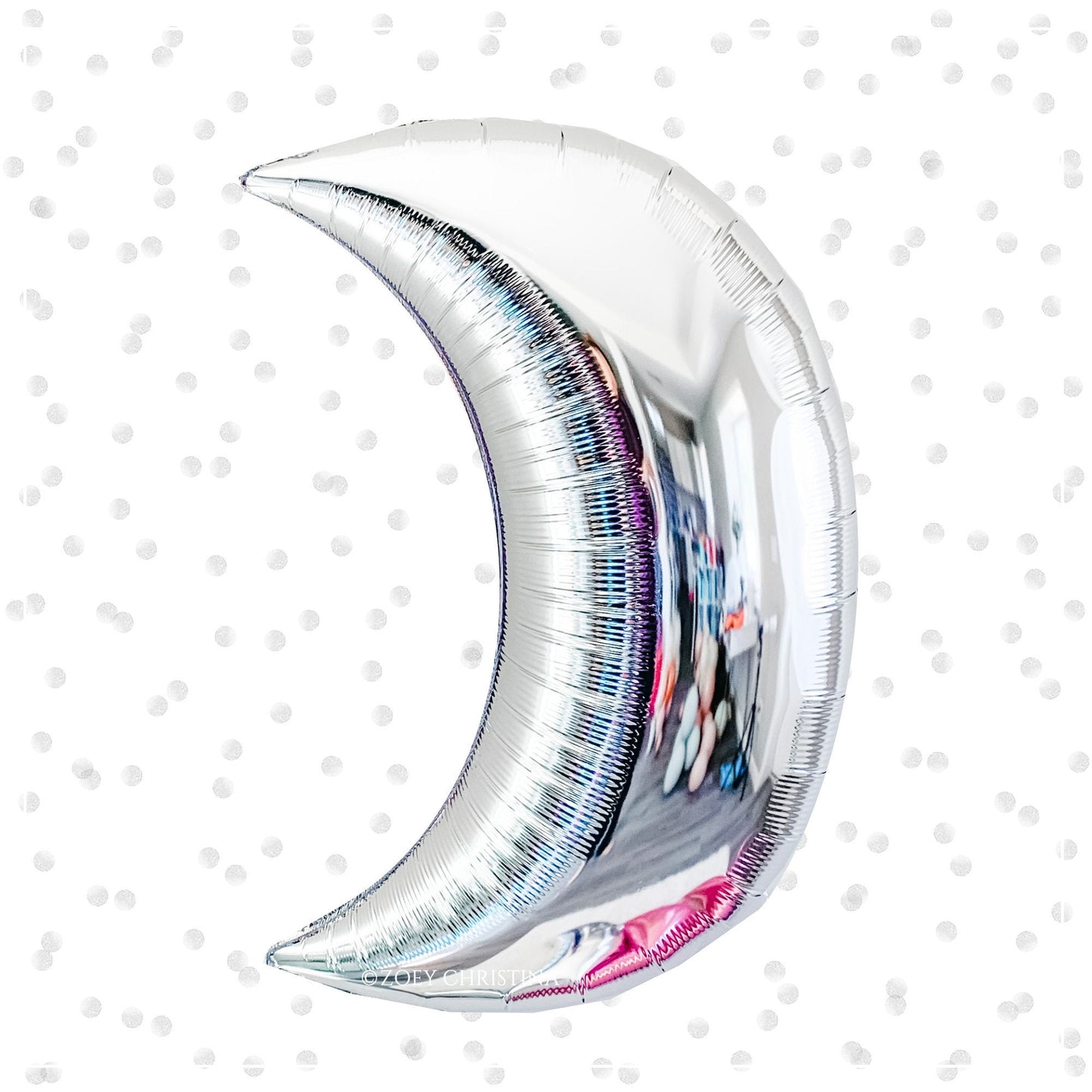 Crescent Moon Foil Balloon – 3 Colors (Silver, Blue, Pink) – Celestial Party Decor
