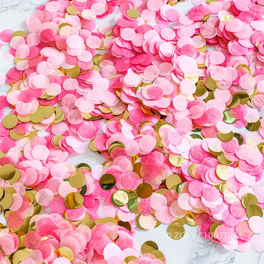 Light Pink & Gold Confetti Mix – Party Table Scatter & Balloon Filler