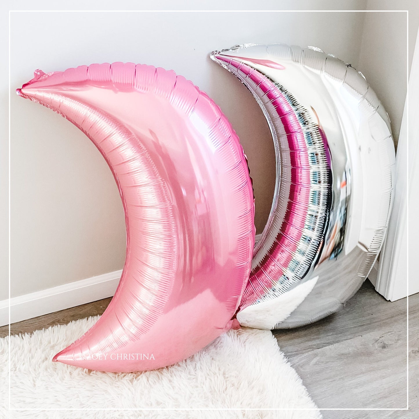 Crescent Moon Foil Balloon – 3 Colors (Silver, Blue, Pink) – Celestial Party Decor