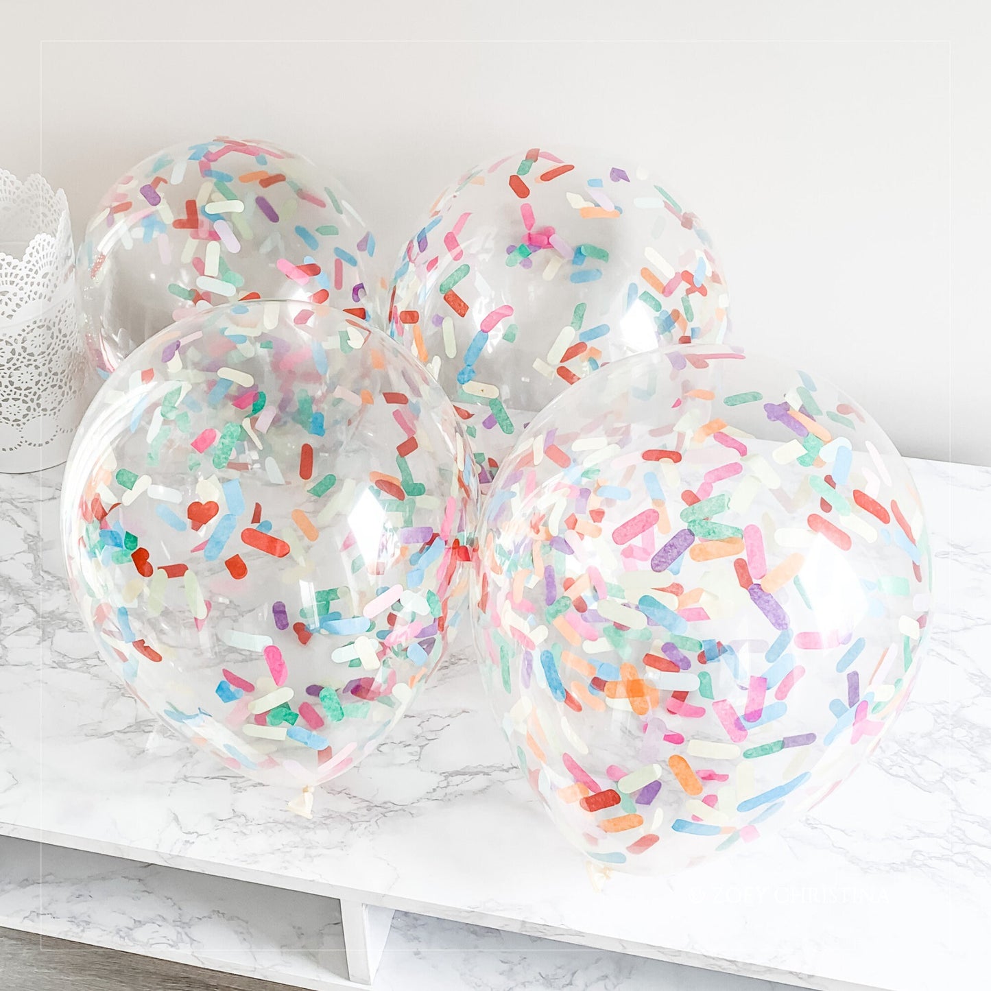 Sprinkle Confetti Balloons – 12" Clear Latex (Multi-Color)