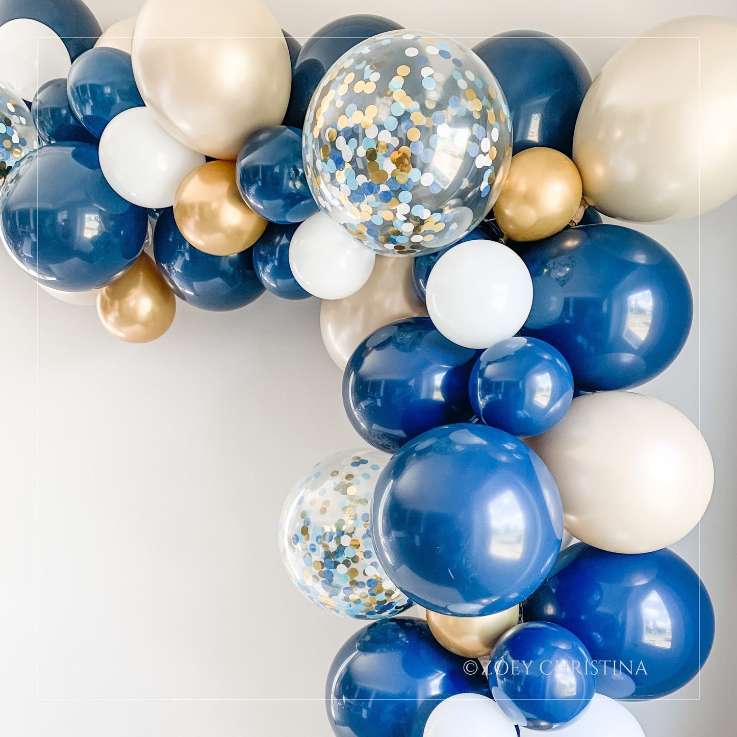 Nautical Balloon Garland Kit – Navy Blue, Soft Gold & White Balloon Arch